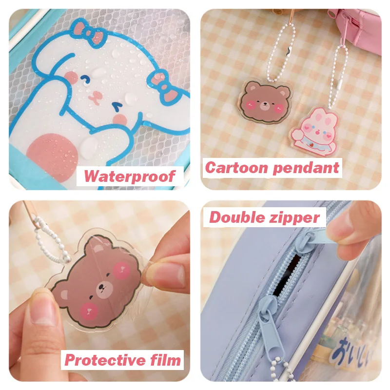 Kawaii Transparent Pencil Case Large Capacity Organizer Pen Box Korean Pouch for Girls Back to School Supplies Stationery