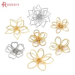 18K Gold Color Brass 3D Wire Flower Charms Pendants High Quality Diy Jewelry Making Necklace Earrings Accessories for Women