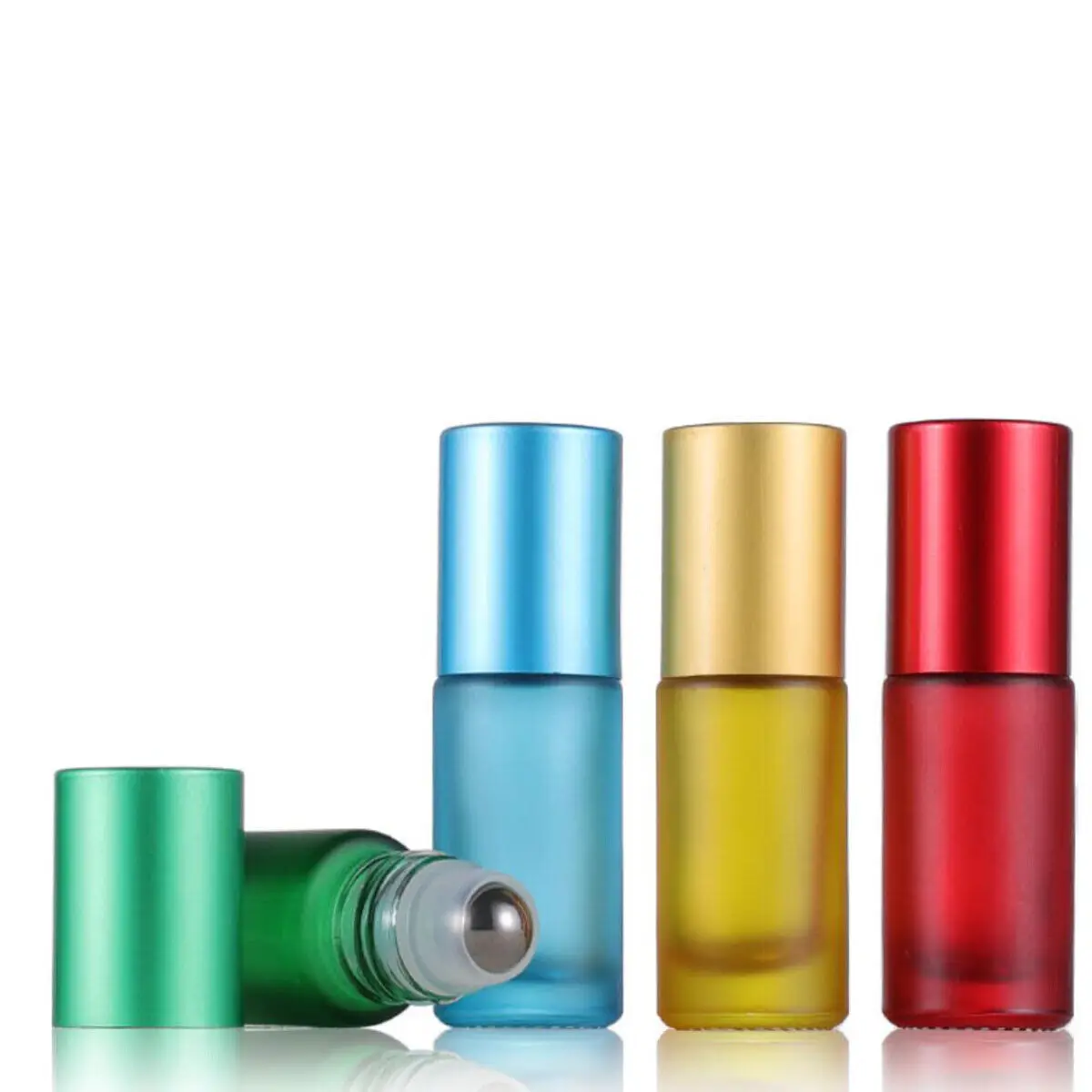 Botella enrollable de vidrio mate esmerilado, viales de bola de rodillo de aceites esenciales para Perfume, aromaterapia, viaje recargable