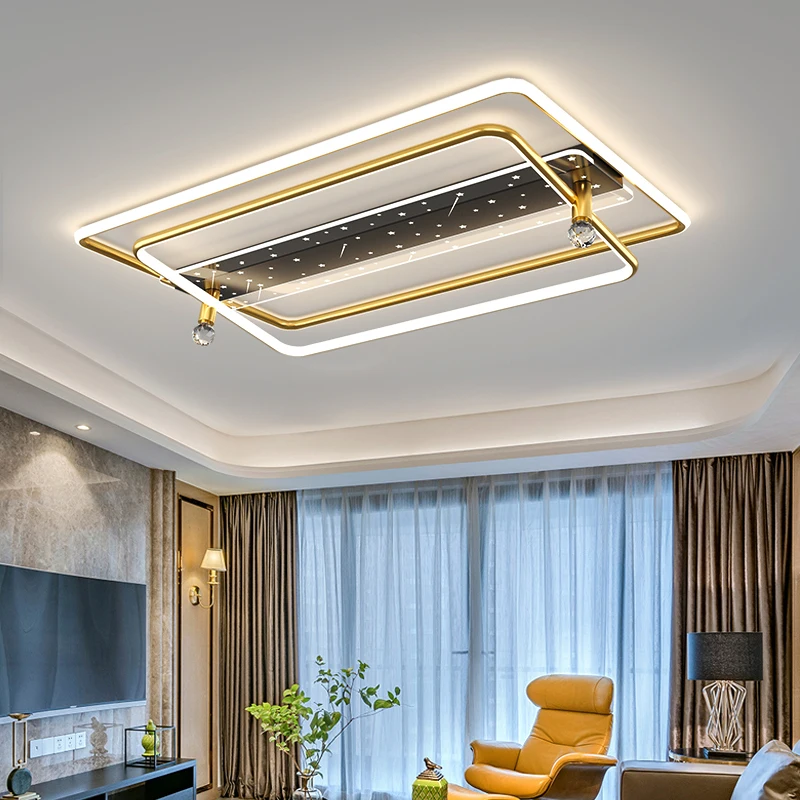 Modern New Simple LED Chandelier Bedroom Living Room Indoor Lighting Luster Round Rectangle Ceiling Lamp Fixture