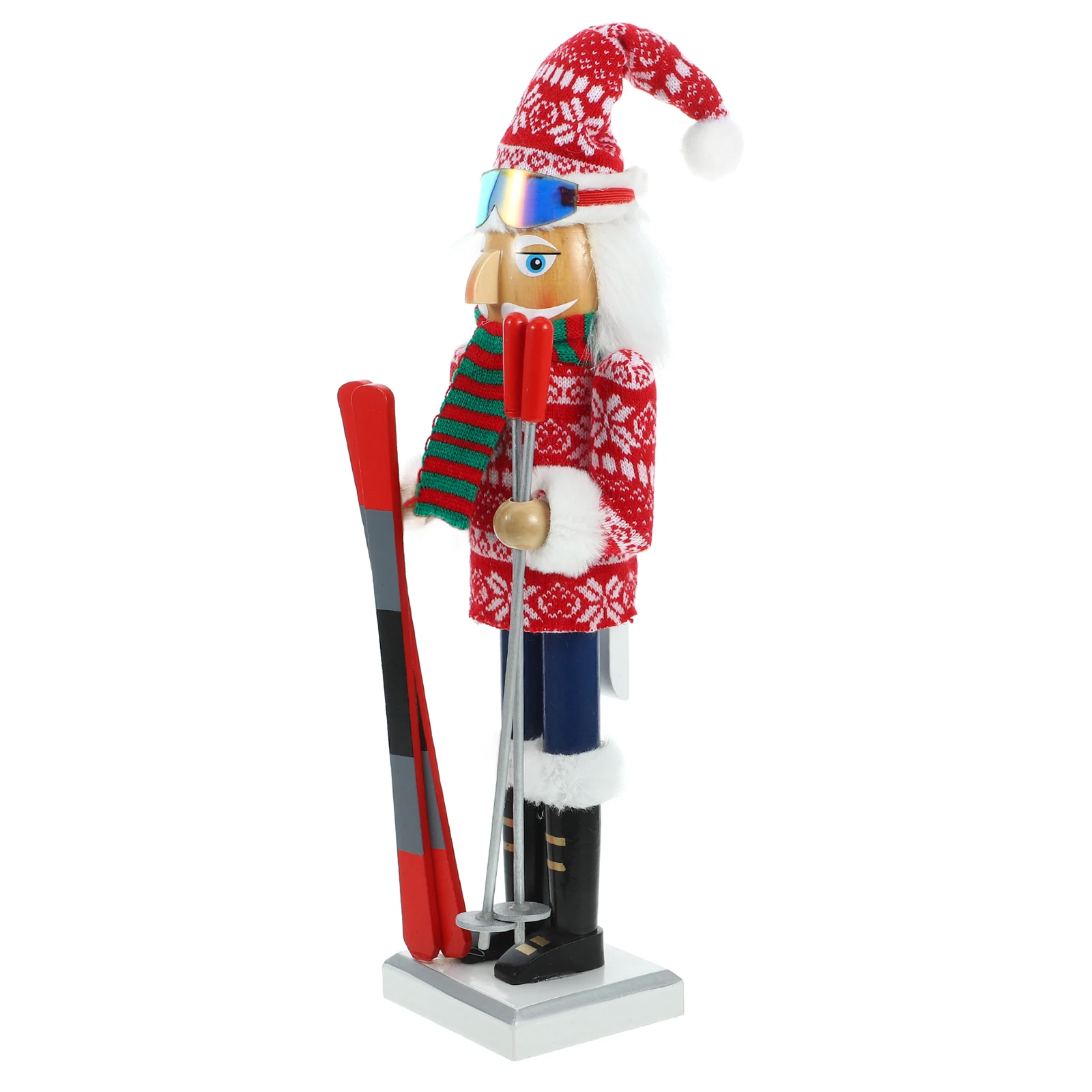 

Wooden Skiing Soldier Decor Christmas Figure Ornament Desktop Xmas Decoration Small Nutcracker Figures Wood Puppet Xmas Table