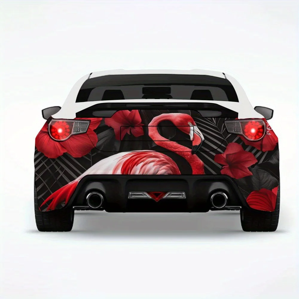 

Elegant_Flamingo_with_Flowers Car Sticker-Vinyl Decal for Car Rear, Waterproof Self-Adhesive Vinyl Stickers for Vehicle Tail & B