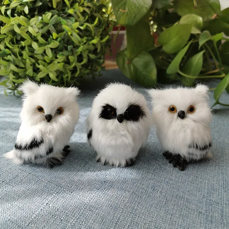 

Cute Owl White Black Furry Christmas Bird Ornament Decoration Adornment Simulation For Home Decor Gift