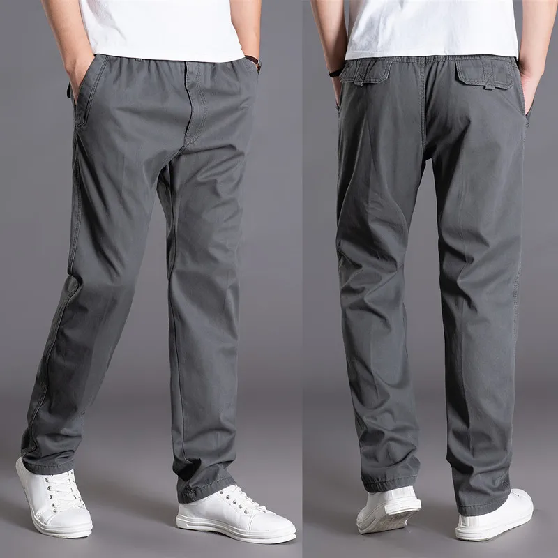 

Men's Casual Cotton Straight Leg Pants Spring Autumn plus Size Multiple kets Loose Fit Long Trousers Workwear Summer Sport...