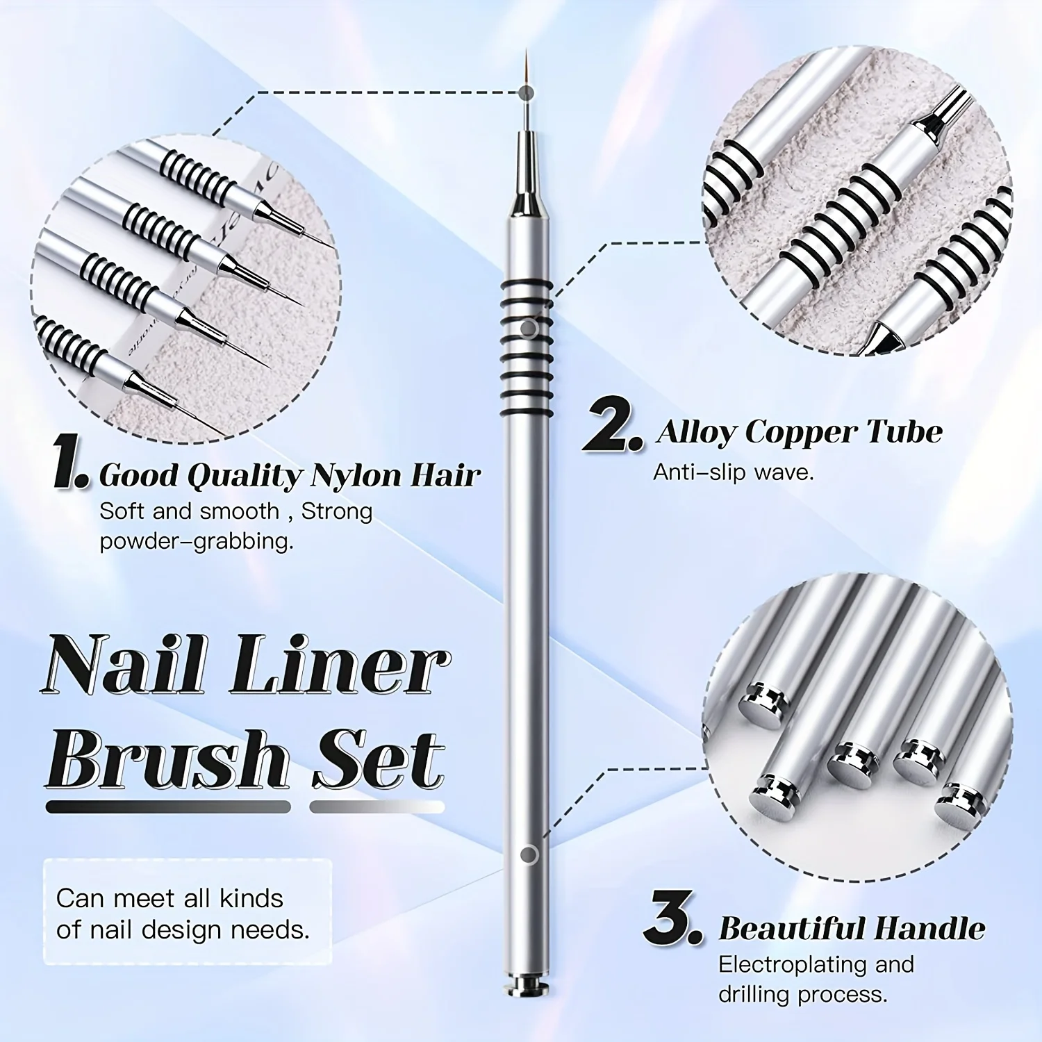 6pcs Nail Art Liner Brushes Set Nail Art Design Brush Striping Thin Long Lines Dotting Drawing Pen UV Gel Polish Painting Brush