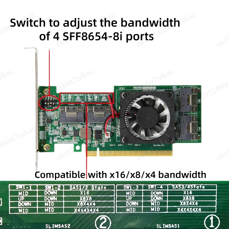 No PCIe Bifurcation Needed PLX8749 PCIe 3.0 x16 Expansion Card, 8U.2 8NVMe SSD Adapter for GPU Network Card