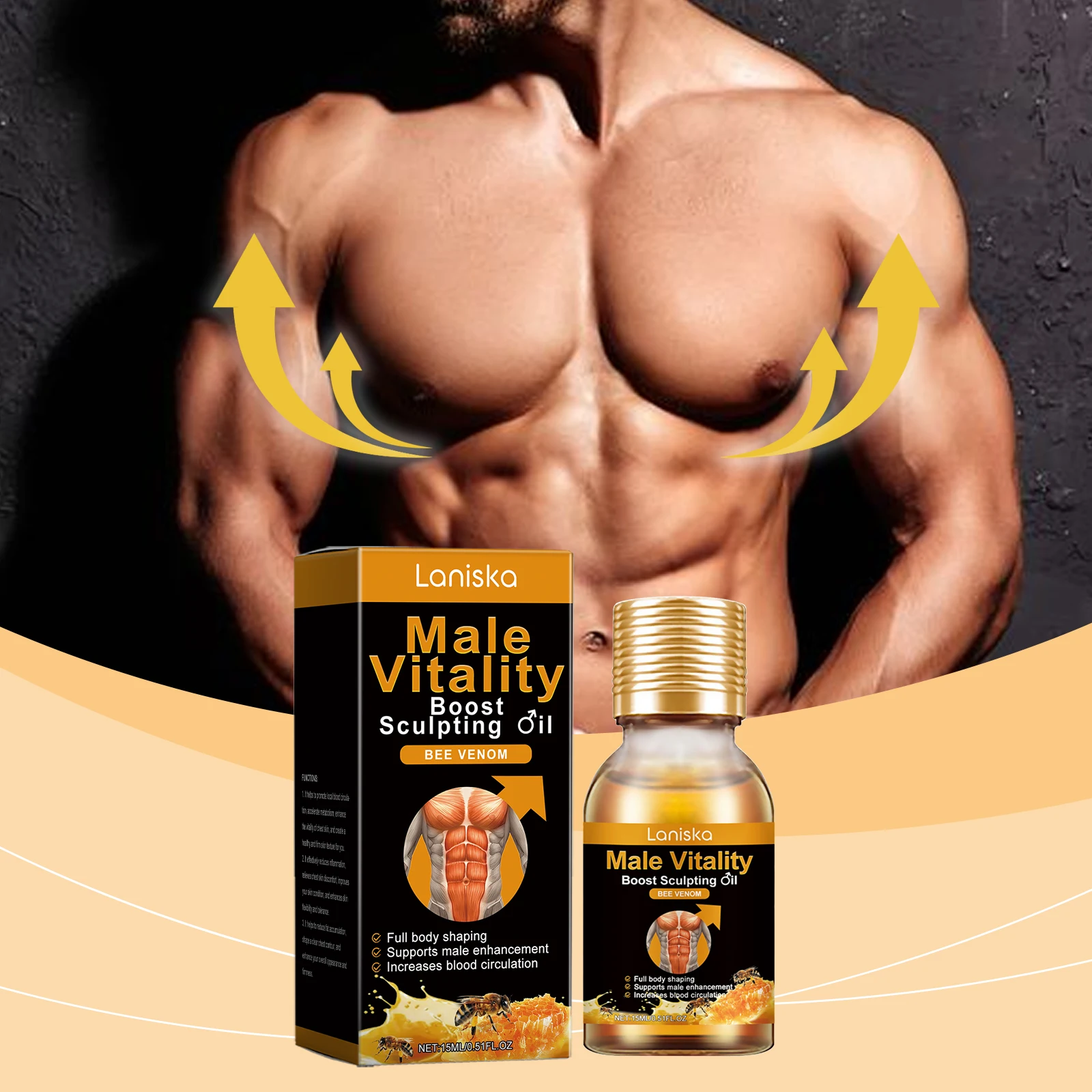 15ML Man Breast Tightening Oil Gynecomastia Reduction Cellulite Removal Belly Muscle Fitness Sculpting Chest Muscle Massage Oil