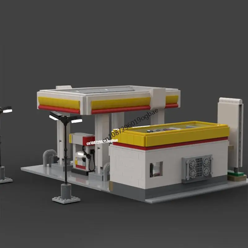 NEW 1702PCS Hot Selling City Street View MOC Shell gas Station model DIY creative ideas child Toy Assembly Puzzle birthday Gift