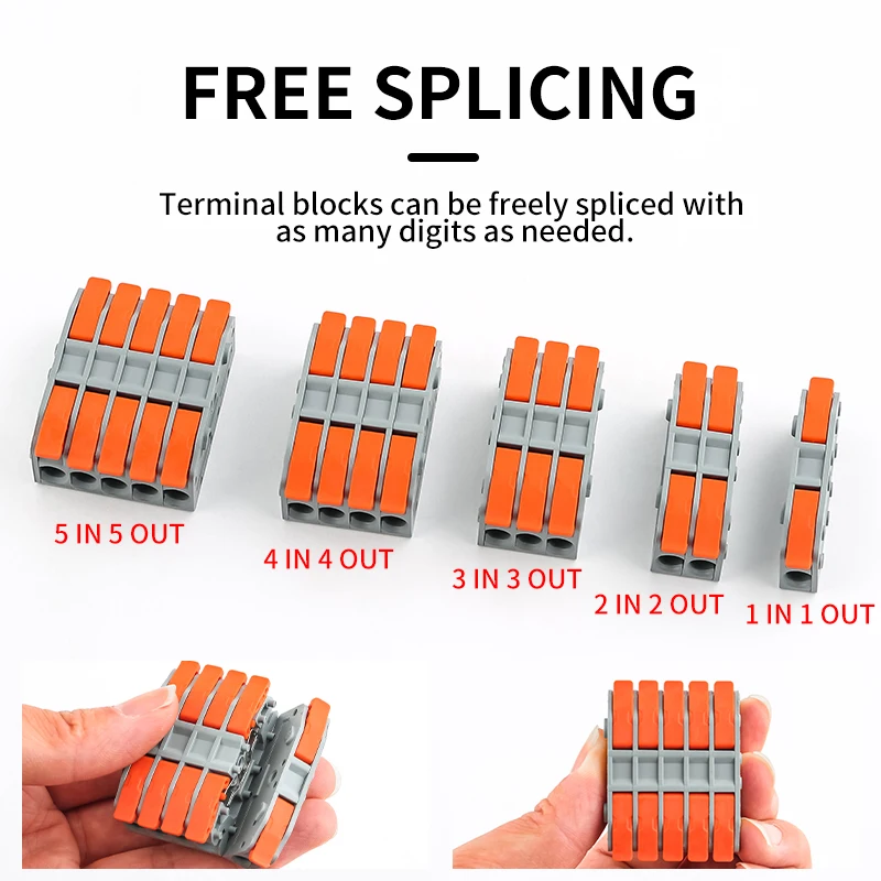 5Pcs Quick Lever Connector CMK460 Large Wiring Capacity Range Cable Connect Multiple In Out Universal 6MM 41A