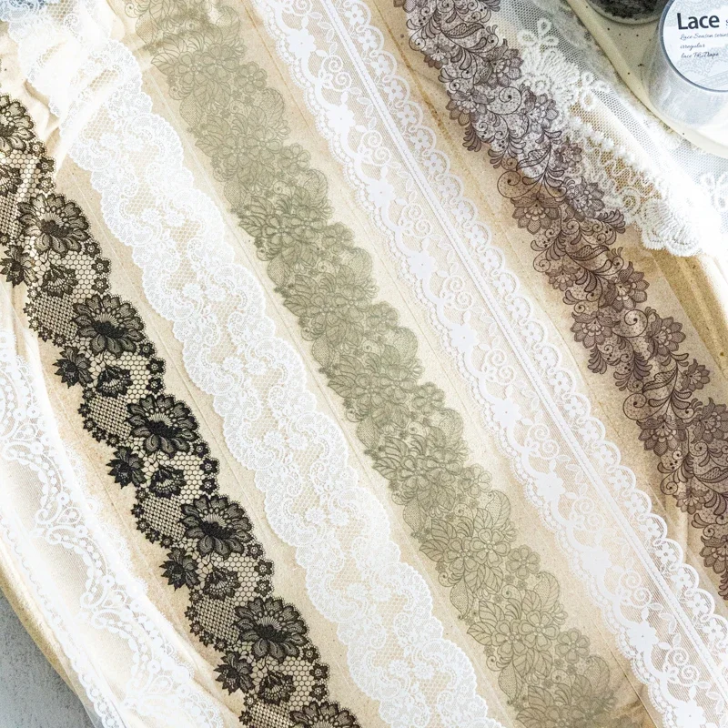 40mm*200cm Lace Season Series Vintage Flower Lace PET Tape Creative DIY Journal Material Collage Stationery