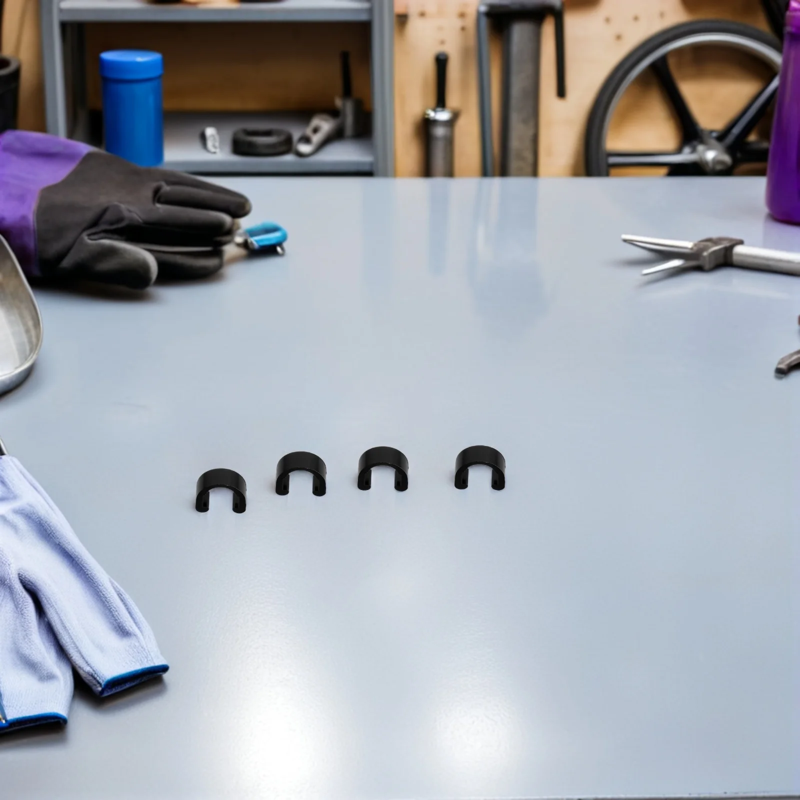 

80Pcs Aluminum Alloy Bike Cable Clips C-Shaped U-Shaped Brake Line Holders for Mountain Bike Shift Brake Cable Fixing Clips