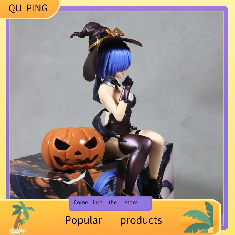 QU PING Re:Zero Rem Halloween noche mágica hechicera calabaza 18cm figura de Anime estatua decoración de escritorio regalo