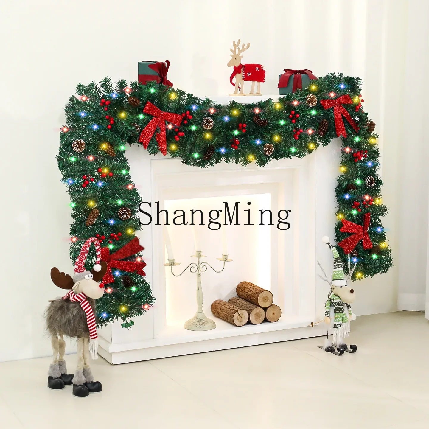 

CL new Christmas rattan pine cone bow decoration window festive atmosphere Christmas decoration