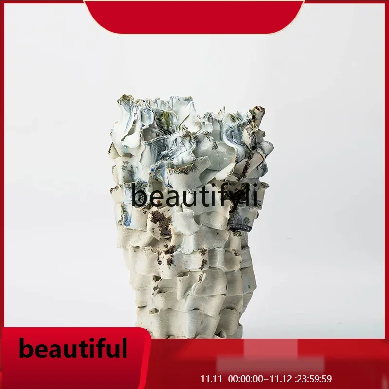 

F132 Modern art Wabi Sabi Wind handmade ceramic vase porch cabinet sculpture decoration