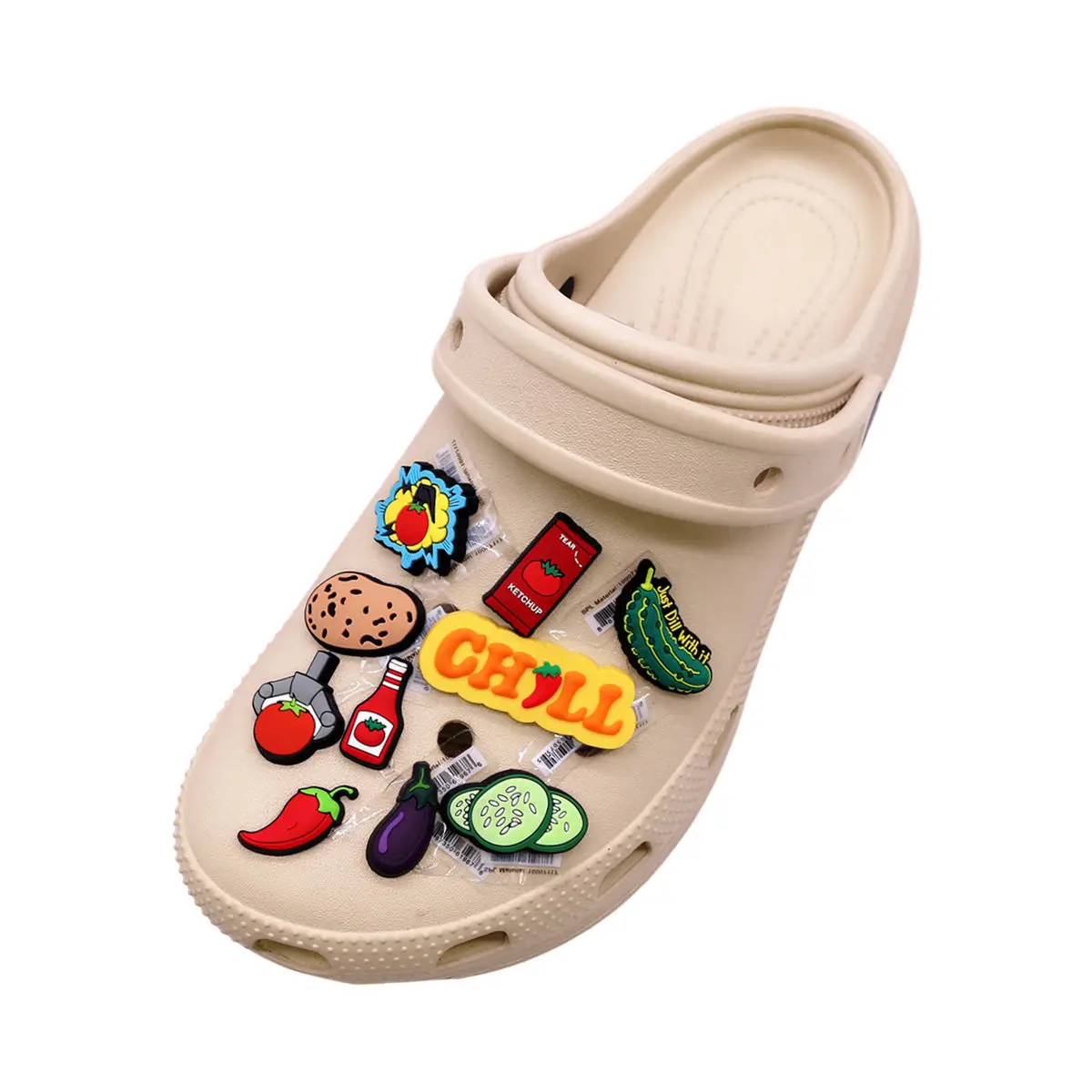 1 Pcs Original Red Pepper Shoe Charms Accessories Cucumber Potato Eggplant Tomato PVC Sandal Upper Buckle Badge Clog Decorations