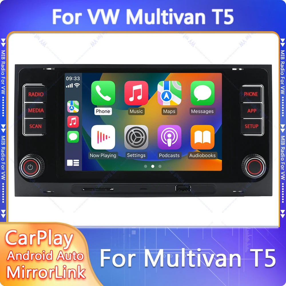 6.5 Inch Radio  for VW Multivan T5 Touareg 1 7L Transporter RCD580  Android Auto  CarPlay  MirrorLink Car Radio  6RD 035 187B