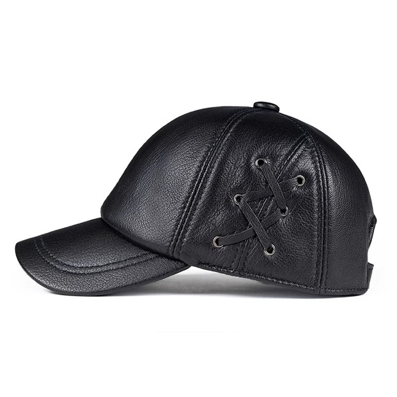 Fashion 2023 Men\'s Genuine Leather Baseball Cap Hat Brand New Style Spring Brand New Style Winter Russian Warm Winter Caps Hats