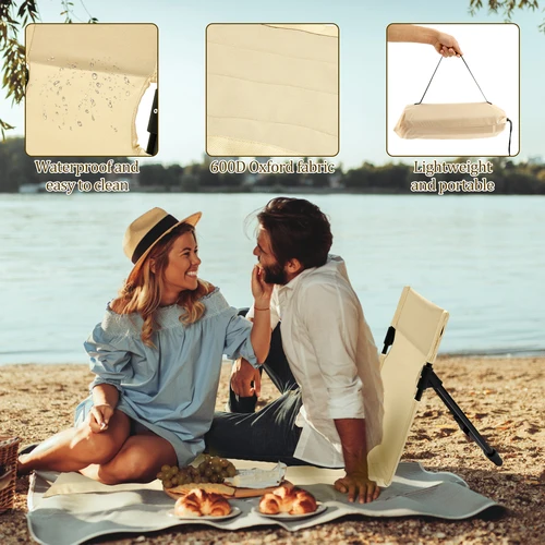 Imagen 2 del producto Silla plegable para acampar al aire libre, tela Oxford, silla de suelo para acampar, jardín, parque, silla individual perezosa, cojín con respaldo, silla trasera para Picnic