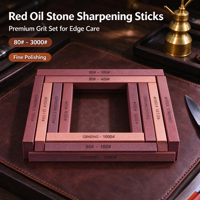 New White Corundum Whetstone Set 80-3000 Grit Oil Stone Kitchen Knife Sharpening Stone Blade Honing Polishing Tool
