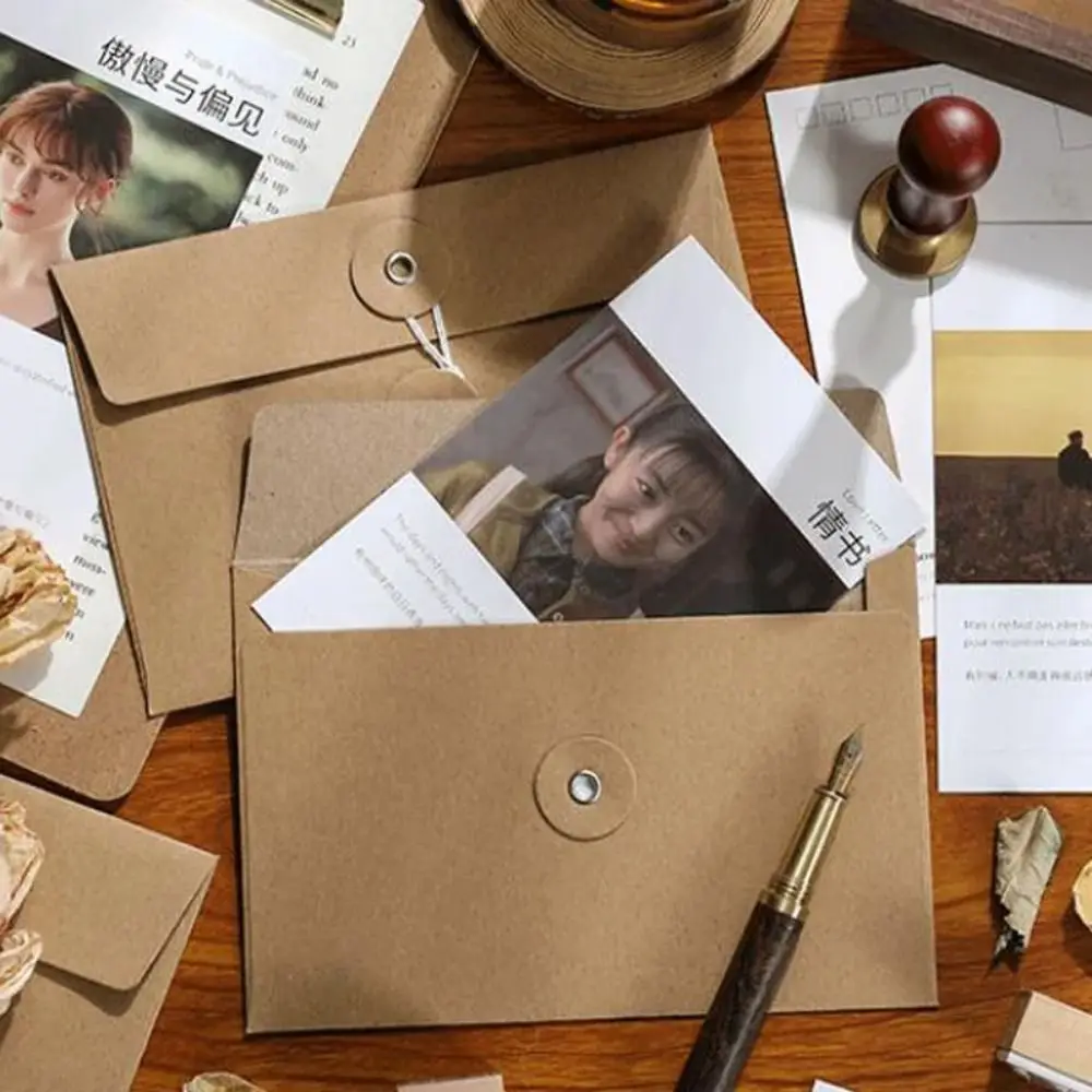 

20 шт. с застежкой-застежкой, конверты из крафт-бумаги, европейский стиль, ретро, винтажные, коричневые конверты, высококачественные изысканные конверты