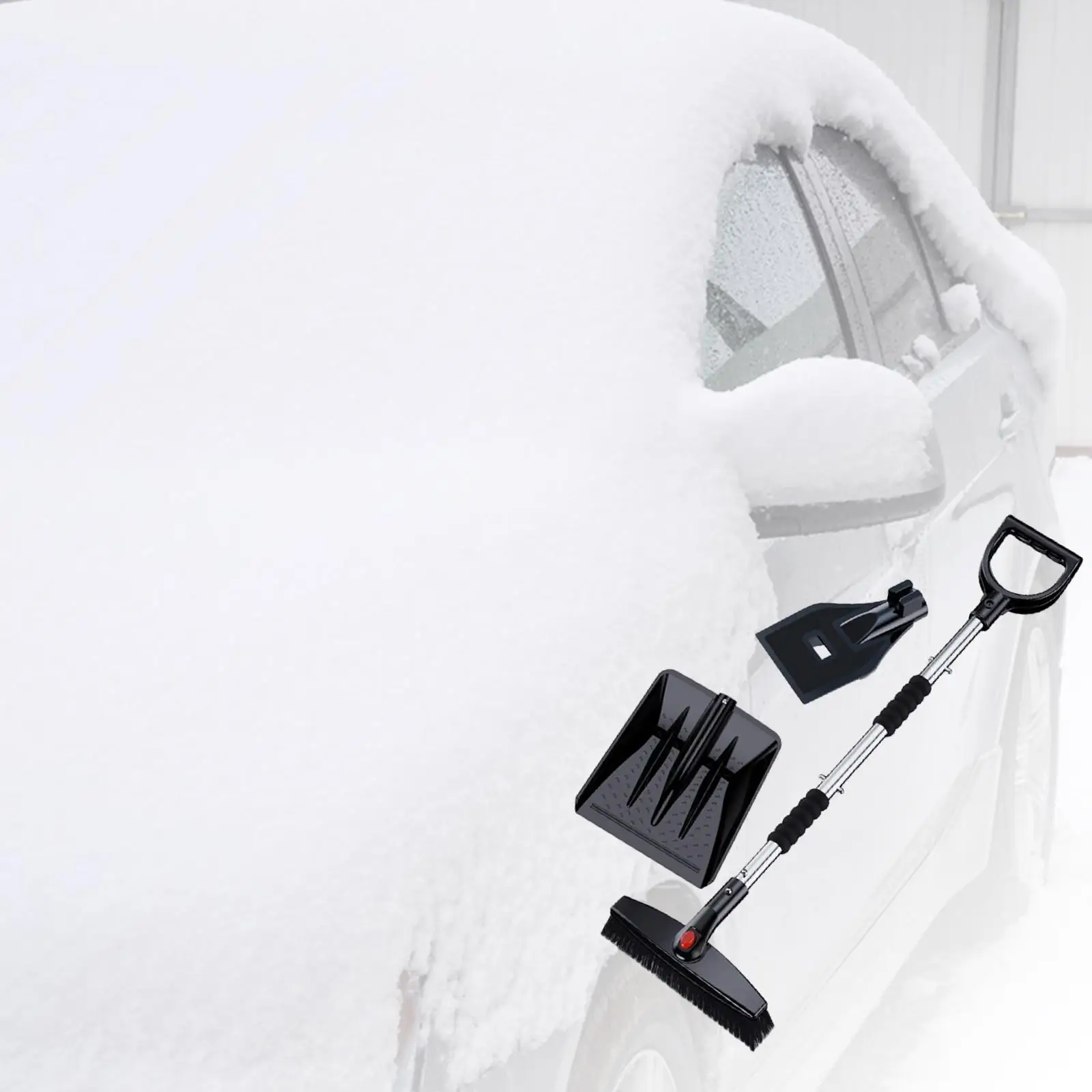 Portable Snow Removal Tool Set 360° Rotatable Head Nylon Brush for Vehicles