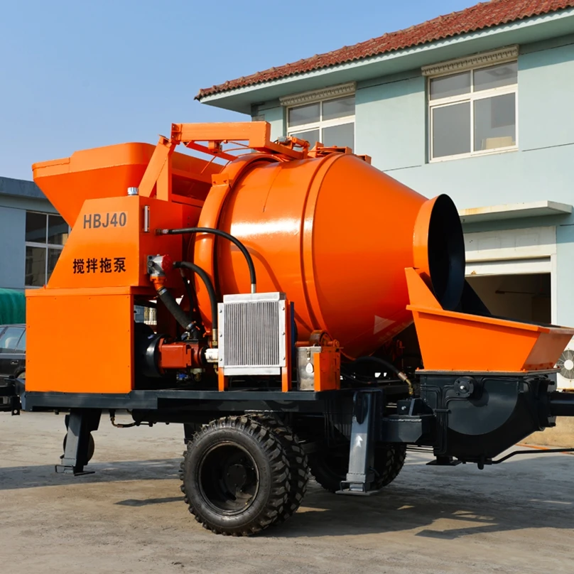 خلاط خرسانة صغير متنقل كهربائي مع مضخة خلاط مقطورة الخرسانة مضخة خلاط الخرسانة ذاتية التحميل #1