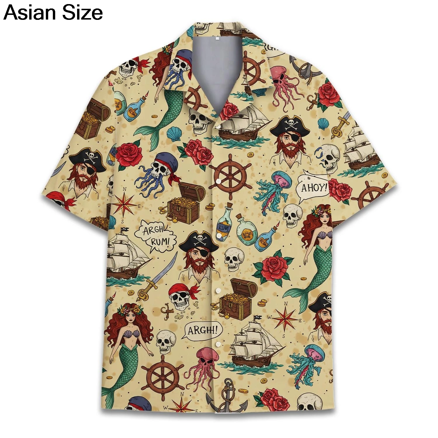 

Funny Pirate Rubber Duck Parrot Hawaiian Shirt For Unisex Clothing Cute Nautical Shirts Anchor & Wheel Sailor Graphic Blouses