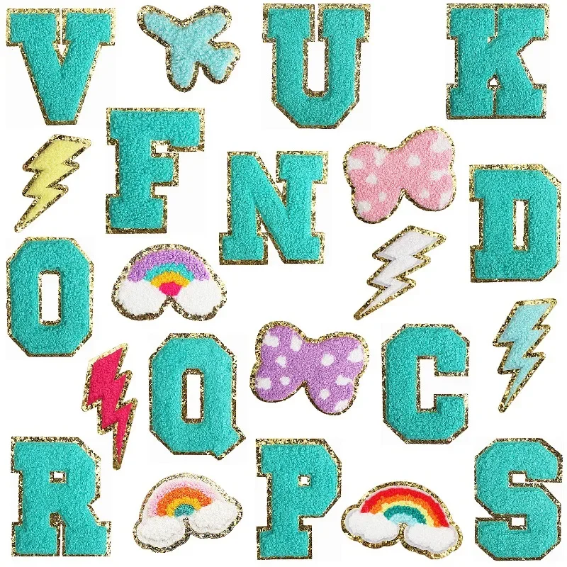 

White Towel Embroidery EnglishLetter Embroidery Cloth Sticker Bag Patch Sticker Clothes