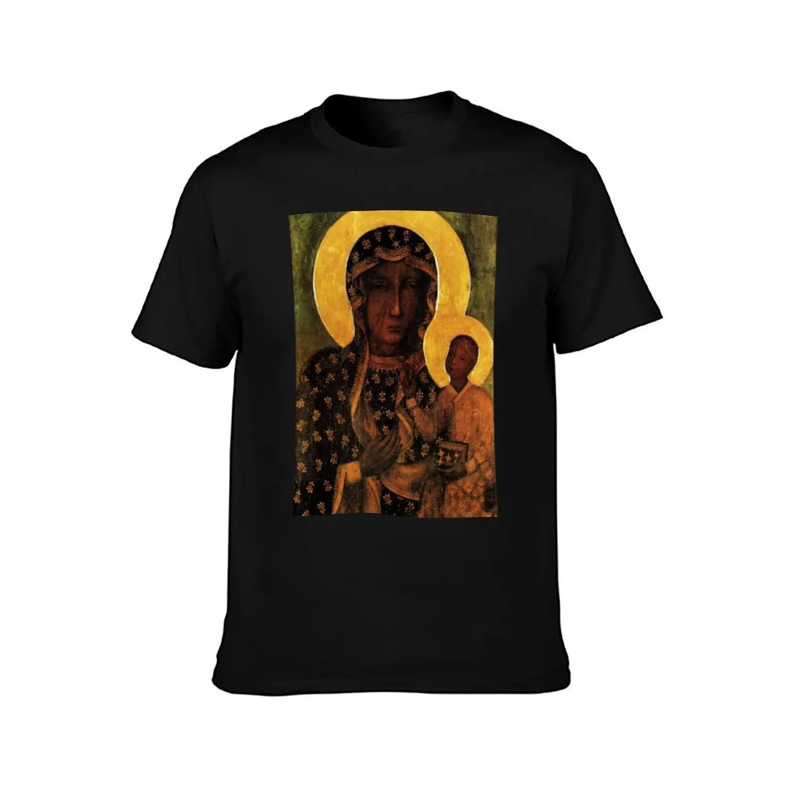 Black Madonna of Czestochowa Poland, Our Lady of Czestochowa, Madonna and Child, Virgin Mary T-Shirt, Summer Casual Cotton Tee