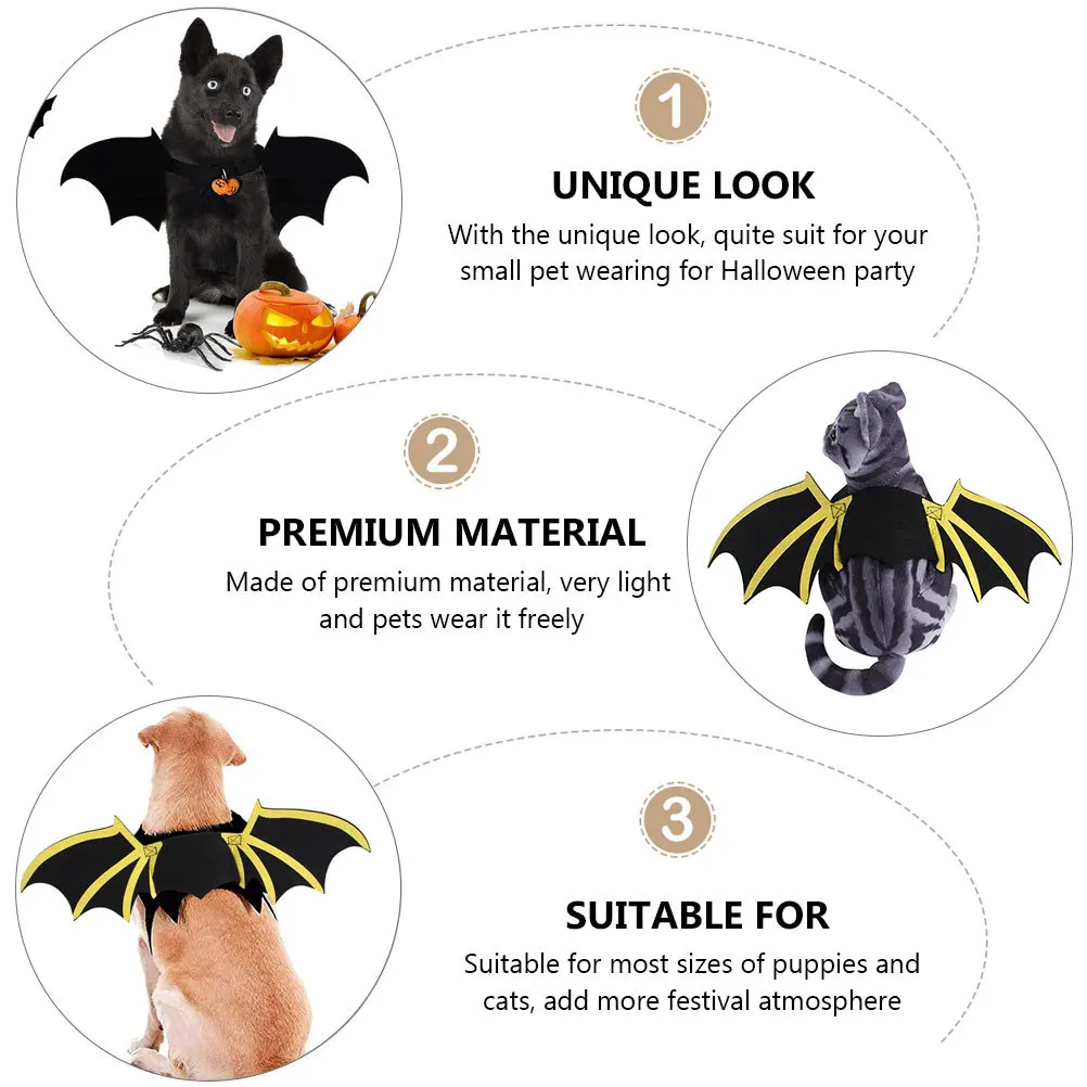 

1Pcs Halloween Pet Bat Wing Costume Cat Dog Puppy Outfit Creative Stylish Lightweight Apparel Halloween Pet Costume