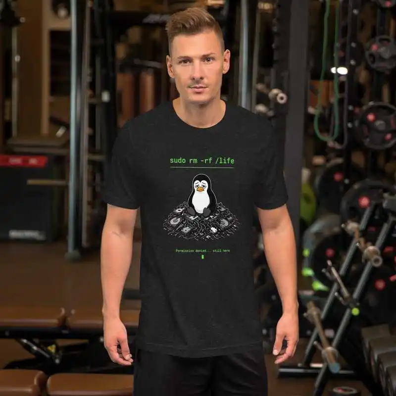 sudo rm -rf  life Unisex Graphic T-ShirtLinux Penguin Dev Humor Sysadmin Gifts, Software Engineer Gift, Computer Geek T-shirts