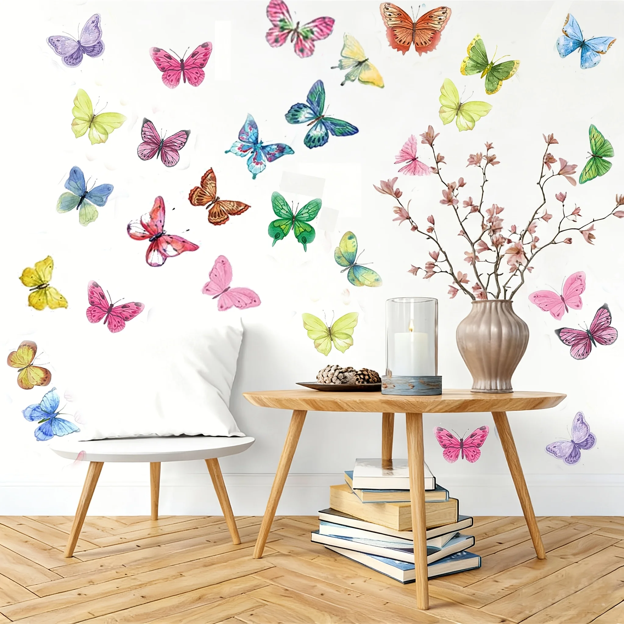 3pcs Watercolor Butterfly Wall Sticker,Self-Adhesive Decorative Sticker, Suitable for Living Room, Bedroom, Staircase, Kids Room