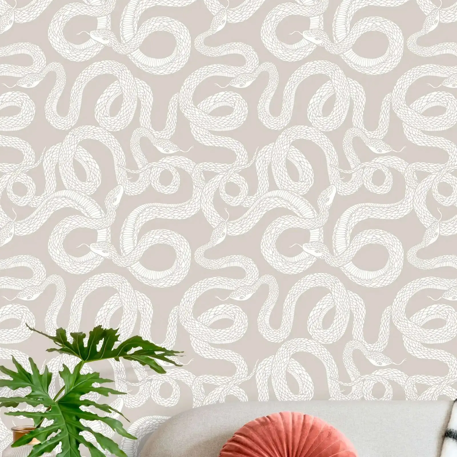 

Beige Snake Wallpaper, Peel and Stick Wallpapers, Traditional Pre-pasted Wallpaper Wall Decor,Wallpapers Home Décor