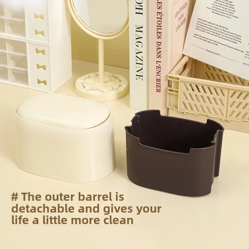 Mini Trash Bin Storage Bucket Can Automatic Pop-up Lid for Dressing Tables Home Living Office Garbage Trash Can