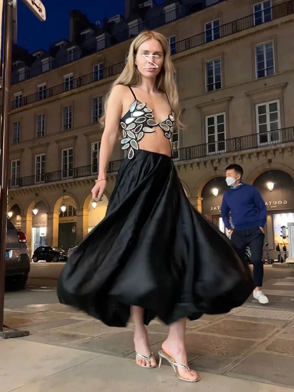 

Ретро-юбка миди А-силуэта из атласа с цветочным принтом, с завышенной талией, расклешенным подолом, роскошная, стройнящая, средней длины, из смесового полиэстера, для повседневной носки