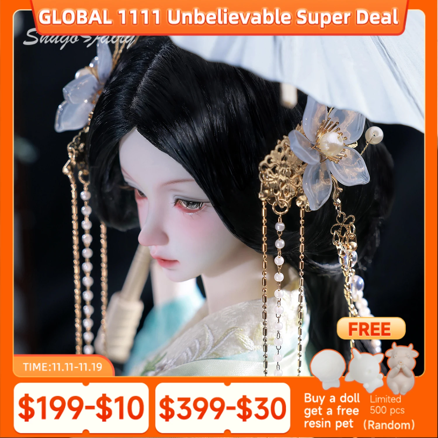 

Bjd Doll 1/3 Winter D LLS69 SD Китайский женский ученый Изумрудный эльф Полный комплект художественной фигурки Shugafairy Полный комплект одежды Фигурка