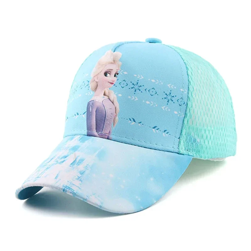 Disney Frozen Anime Summer Girls Hat Elsa Anna Baseball Cap For Children Mesh Breathable Sun Cap Kids Adjustable Hat Accessories