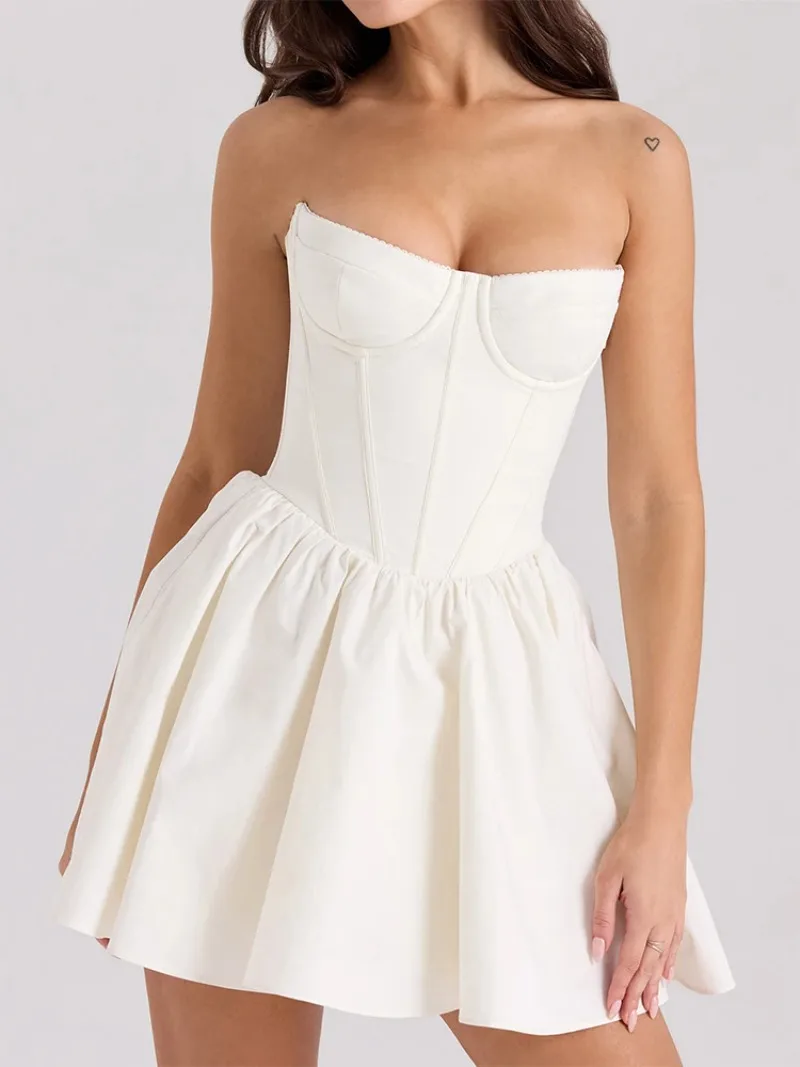 

Solid Sexy Elegant Lady Backless Strapless Dresses Clothing Sexy Women's Dresses New Summer Fashion Streetwear