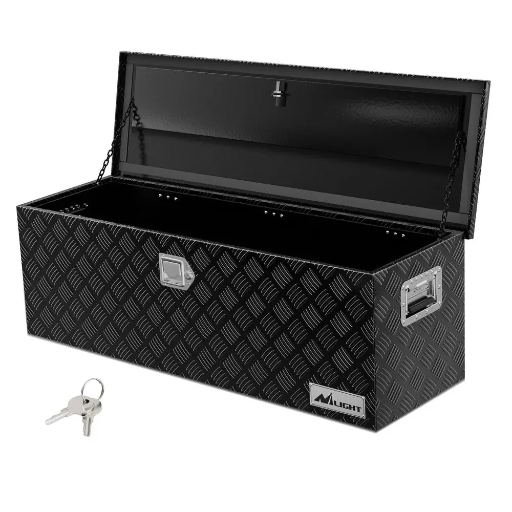 

44 Inch Truck Tool Box Heavy Duty Aluminum Stripes Plated Pick Up Truck Bed Toolboxes 44x15x15 Waterproof Storage Organizer for