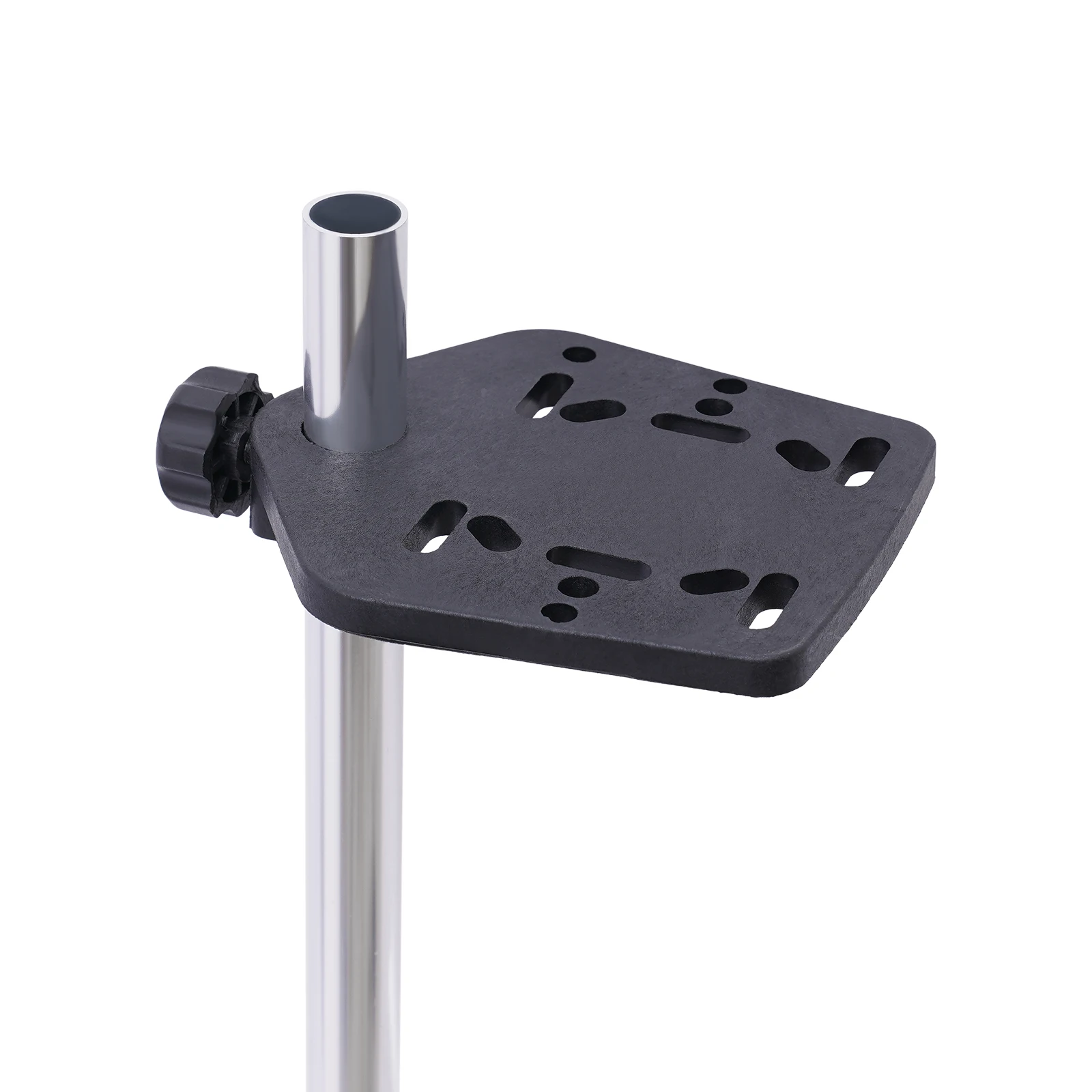 Universal Transducer Bracket Portable Fishfinder Mount, 360° Rotatable Fishing Boat Bracket with 3.15" Max Clamp Opening, Adjustable Height for Kayak Canoe Raft, Silver/Black