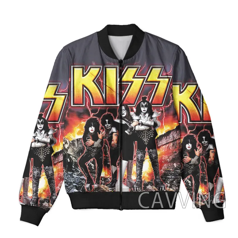 New Fashion Women/Men's 3D Print KISS Rock Band Zipper Bomber