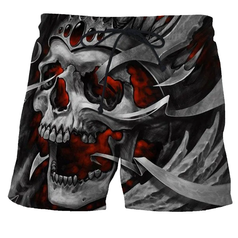 Men\'s Horror Skull 3D Printed Summer Beach Shorts Fashion Casual Quick-drying EU Size Oversized Swimsuit Outer Board Shorts 6XL