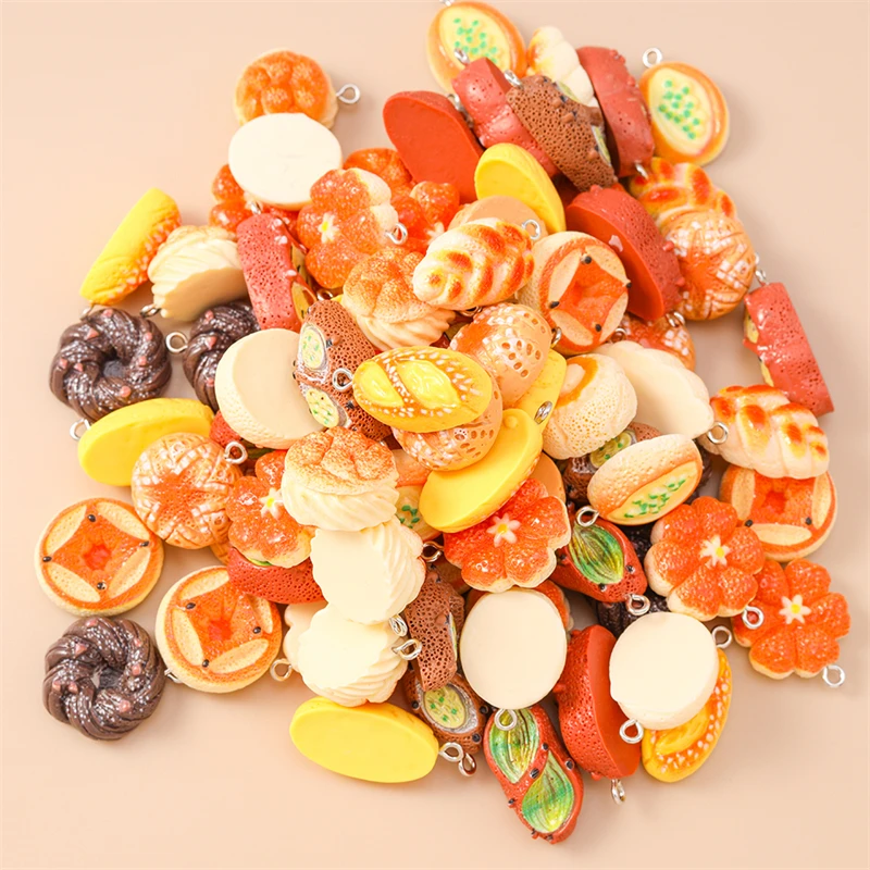 20 Stück niedliche, gemischte Anhänger in Form von Lebensmitteln und Brot, zum Basteln von Ohrringen, Halsketten, Armbändern, für DIY-Bastelarbeiten und als Schmuckzubehör. – Detail 6