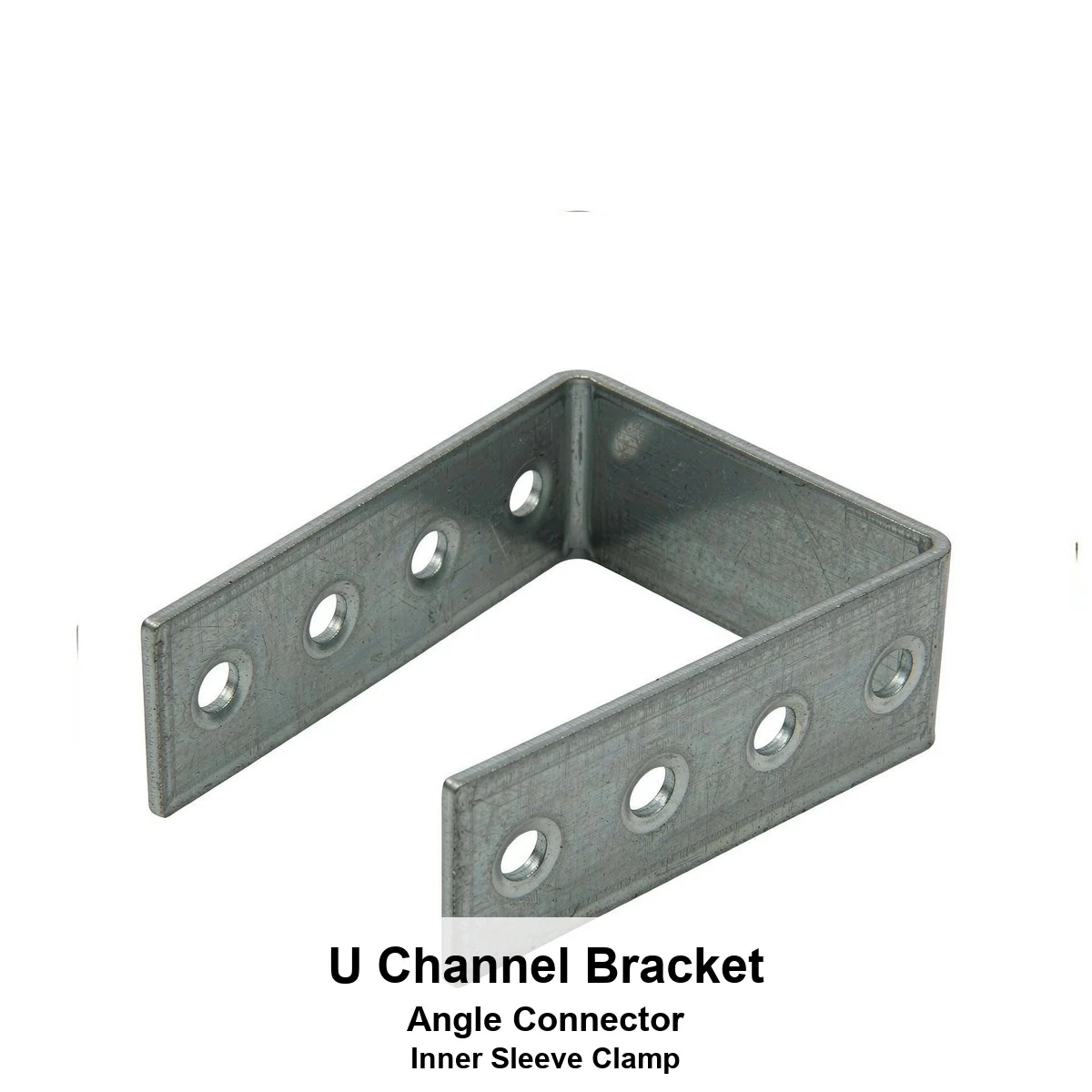 U Channel Angle Bracket Aluminum Alloy Galvanized Square Tube Connector No Weld Fixing Clip Inner Sleeve C-Clamp with Holes