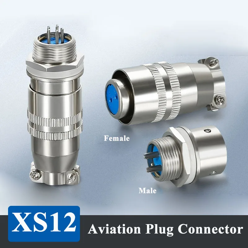 

XS12 2 3 4 5 6 7 Pin Aviation Plug Connector XS12K Flange Square Socket Plugs with 12MM Opening Male Female Head Joint