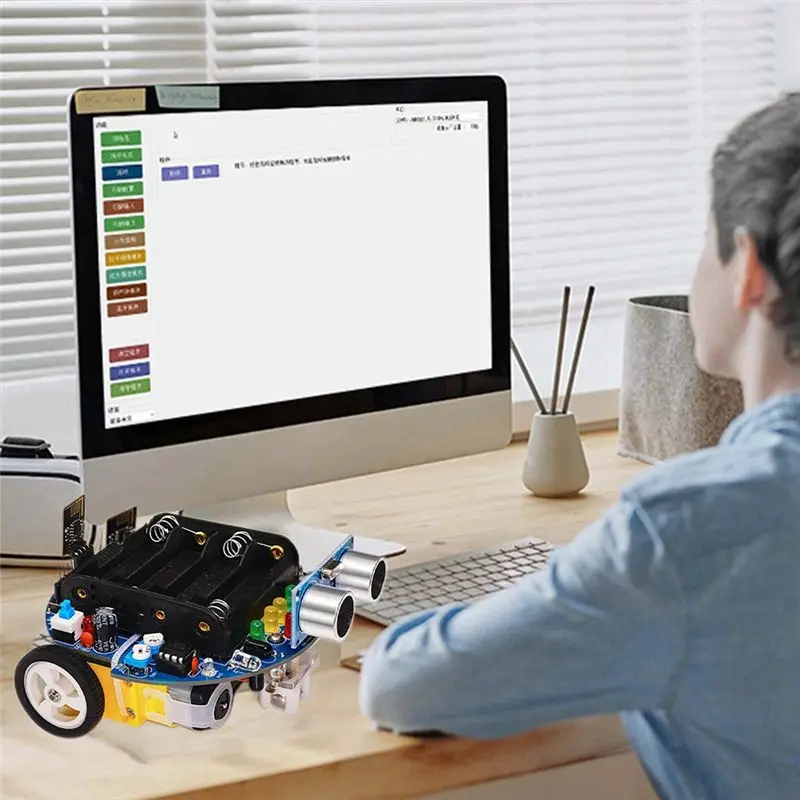 HOT!A72T 51 MCU Smart Car Ultrasonic Obstacle Avoidance Car Tracking Ranging Robot Programming DIY Car Kit