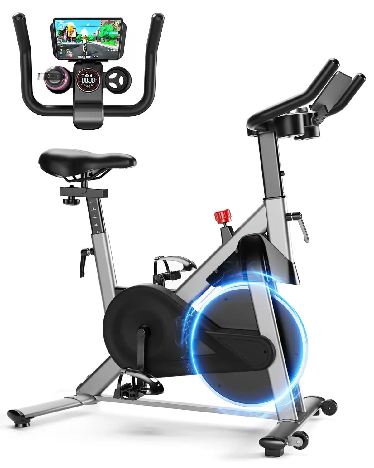 Magnetic Exercise Bike, Stationary Bike for Home, 32-Level Resistance Indoor Cycling with 300 lb Weight Capacity, Low