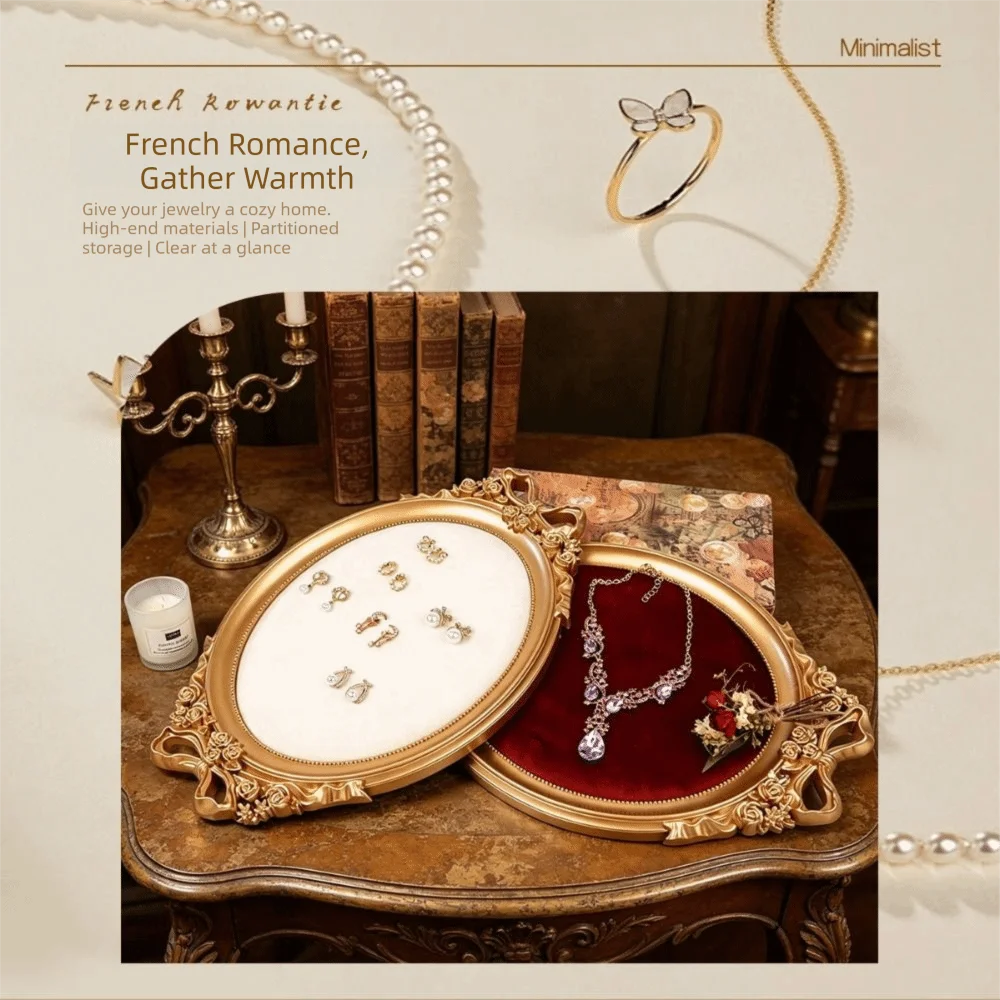 Vintage Schmuck-Präsentationstablett, Organizer im europäischen Stil, Schmuckständer, Samt-Retro-Schmuckorganizer, Armband-Aufbewahrung – Detail 2