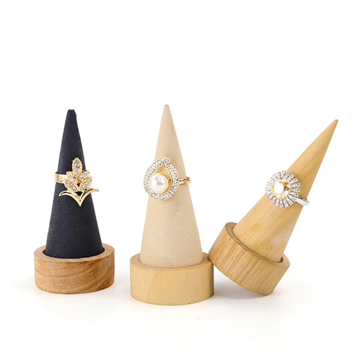 

Cone Ring Wooden Jewelry Organizer Storage Rack Necklace Stand Display Ornament Home Jewelry Storage Rack Decor Gift Idea