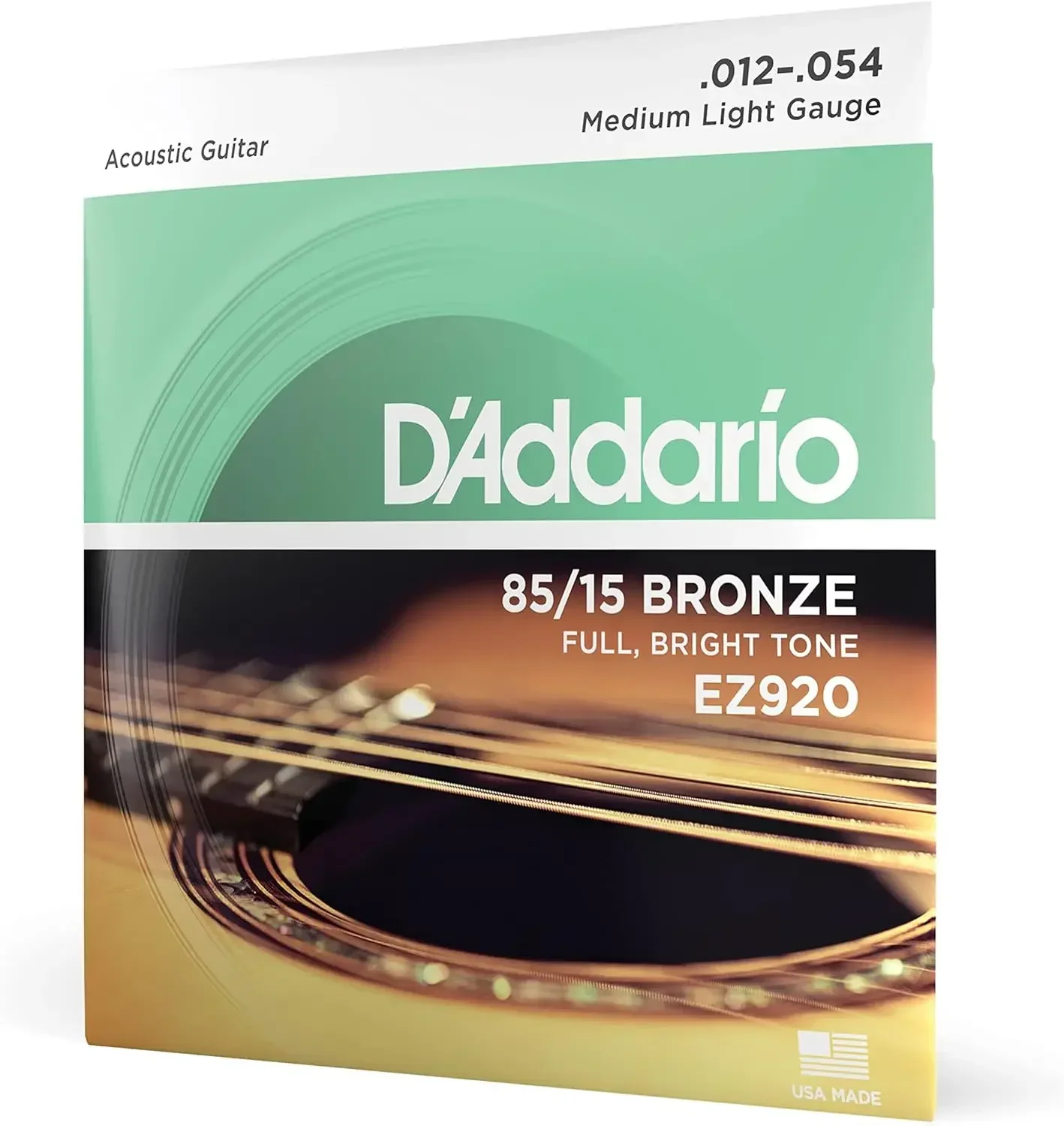 EZ920 12-54 Acoustic Guitar Strings - 85/15 Bronze For 6 String Guitar - Full, Bright Tone Medium Light Guitar Accessories